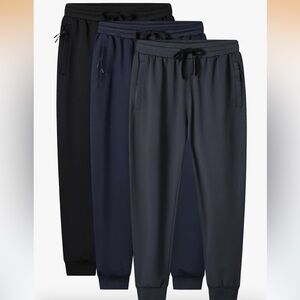 MOHEM Boys Pull on Athletic Sweatpants Fleece Joggers - Black, Navy, Gray 3 Pack